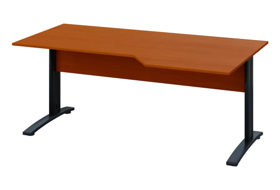 EZK 28 - 186 stůl kancelářský, rohový, pravý, kovová podnož černá, deska 25 mm, široký 1800 mm, třešeň šumavská